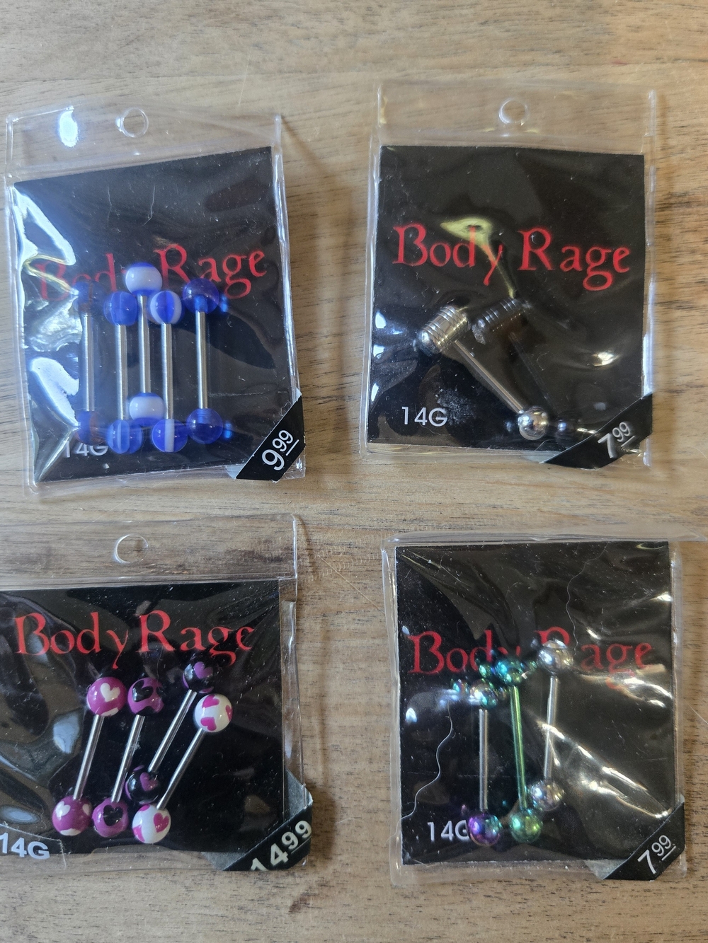 BodyRage Blue and Multicolor Tongue & Navel Jewelry Set - 14G